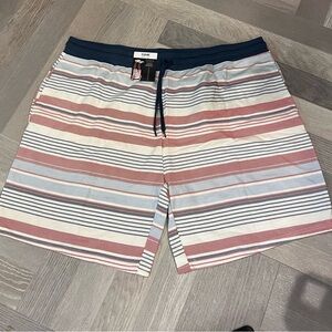 No Boundaries Blue and Red Board Shorts with Stripes